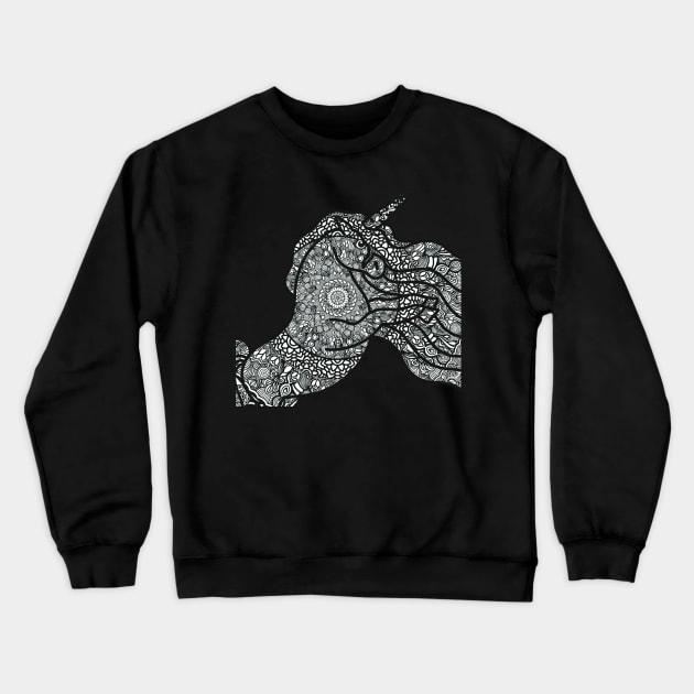 Unicorn Dreams, Digital Illustration, Mandala Line Drawing Crewneck Sweatshirt by cherdoodles
